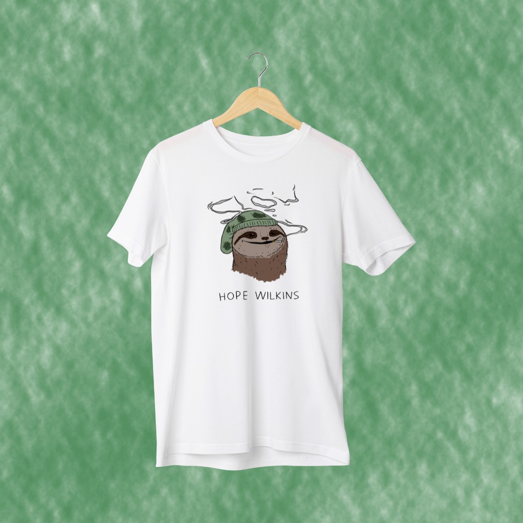 Hope Wilkins Sloth Design White Tee